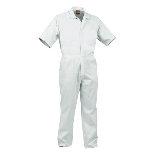 WHITE FOOD INDUSTRY OVERALLS - SHORT SLEEVE | LIGHTWEIGHT, POLYCOTTON