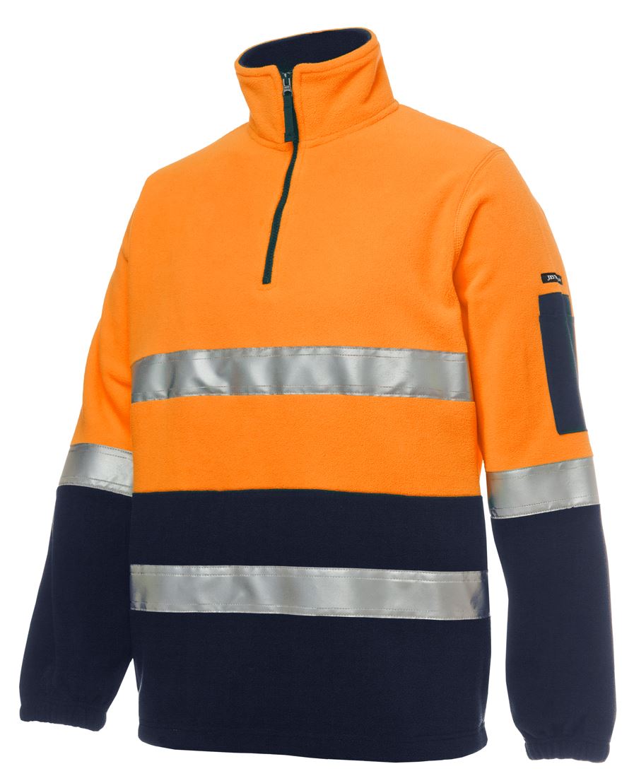 JB POLAR FLEECE - HI VIS HALF ZIP REFLECTIVE TAPE