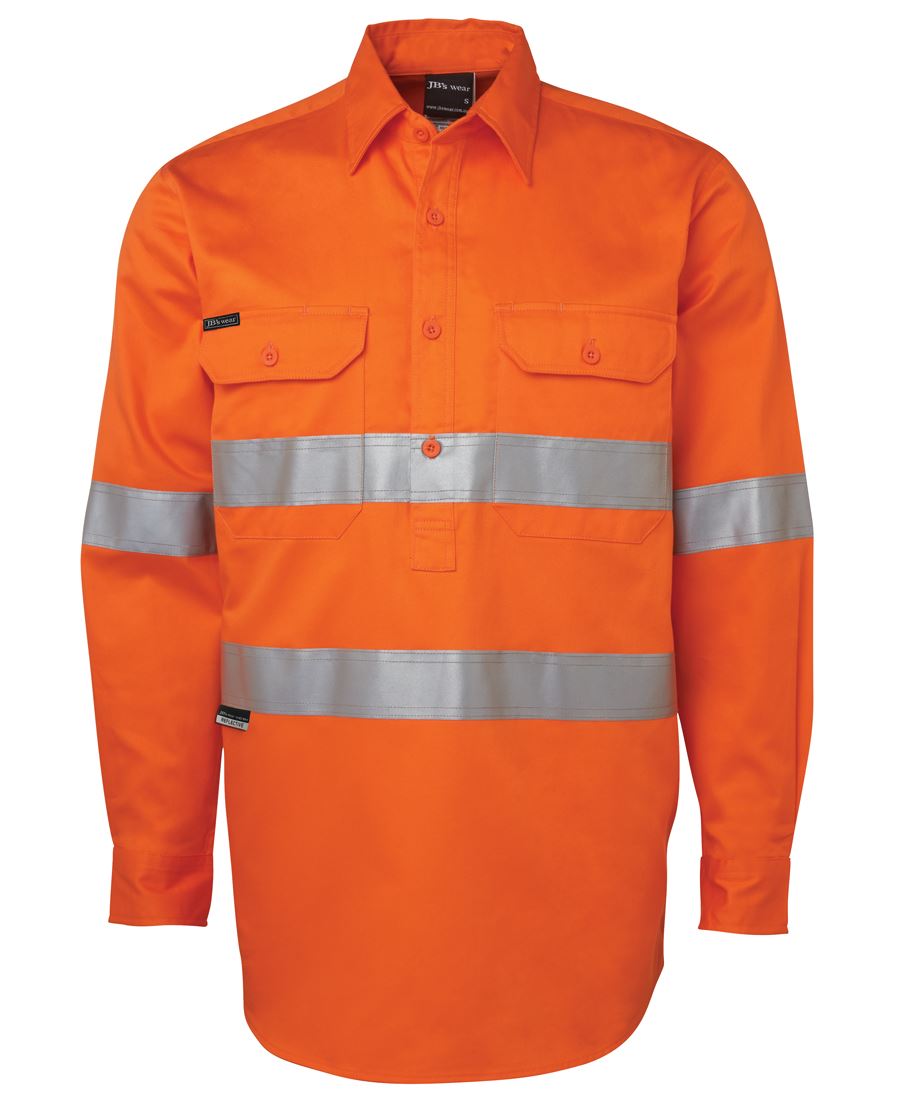 RHINO HI VIS WORK SHIRT - Cotton, | Heavyweight | Close Front | Reflective Tape|