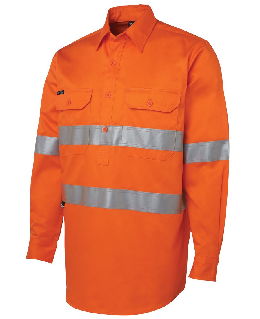 RHINO HI VIS WORK SHIRT - Cotton, | Heavyweight | Close Front | Reflective Tape|
