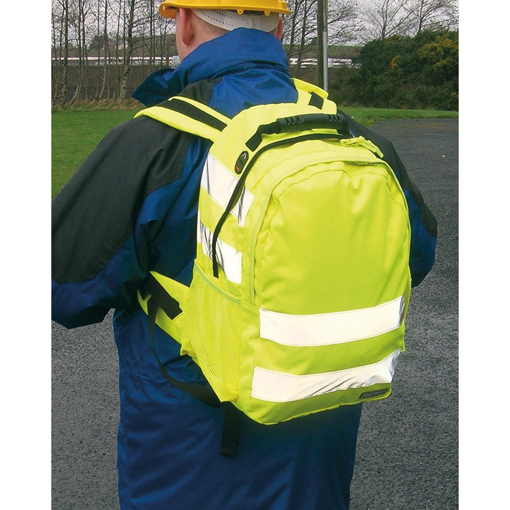 HI VIS BACKPACK | 25 LITRES | PREMIUM PW REFLECTIVE TAPE AND PADDED DOUBLE STRAPS