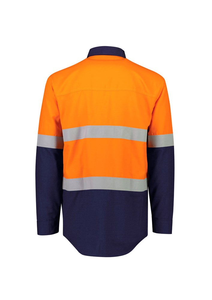 SZ Mens Orange Flame Lightweight Ripstop Spliced Shirt - Hoop Taped