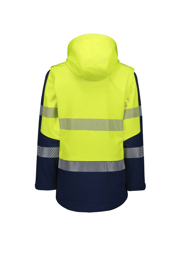HI VIS SOFTSHELL WOMENS 2 IN 1 JACKET - Zip-Off Sleeves Heavy Weight - Wear as Jacket or Vest, Comfort Plus