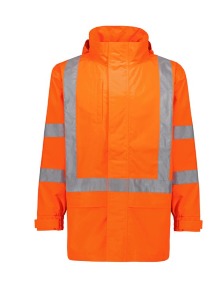 HI VIS ULTRALITE WATERPROOF JACKET - X-Back. TTMC-W23 Compliant, Mesh Lining