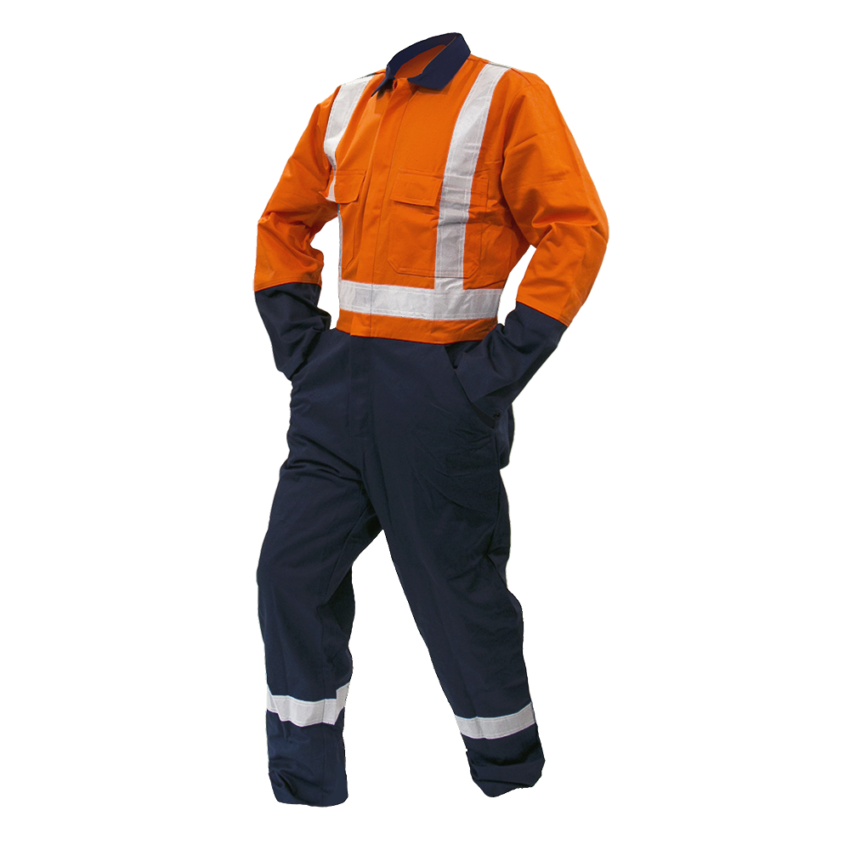 HI VIS OVERALLS - Polycotton, Reflective Tape, Midweight, 240gsm