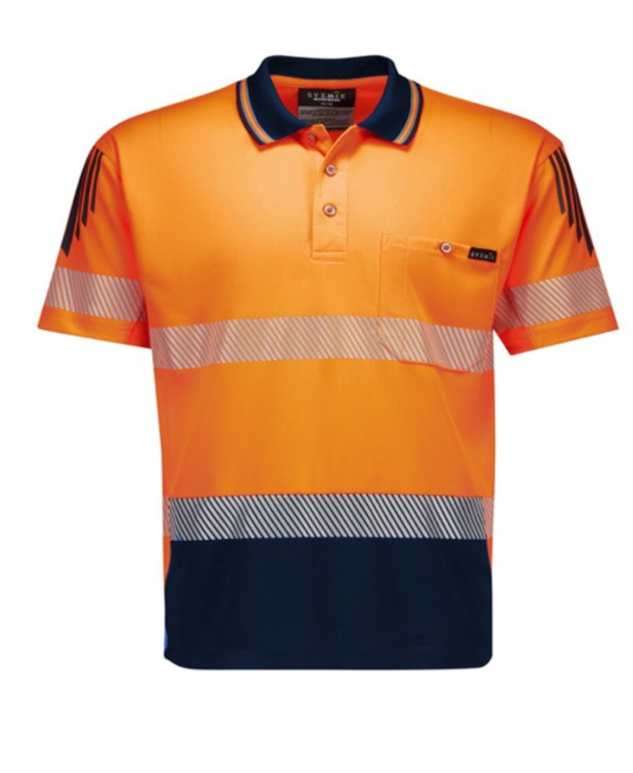 Mens Hi Vis Flux Segmented Tape Short Sleeve Polo