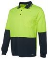 TRADITIONAL LONG SLEEVE POLO - Hi Vis, Polyester, 160 gsm, Micro Mesh, Moisture Wicking Fabric