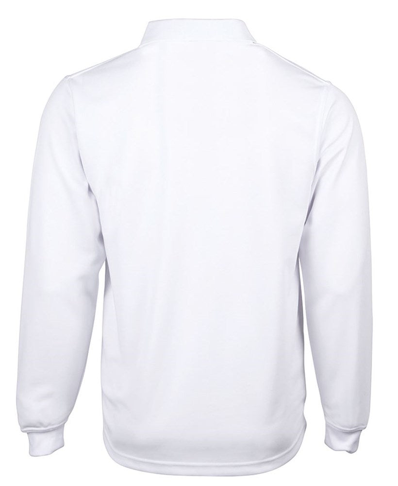 SOLID WHITE POLO - LONG SLEEVE, POLYESTER