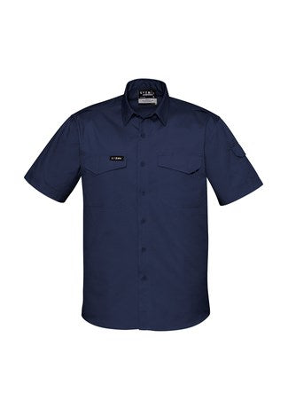 RUGGED MENS WORKSHIRT - Short Sleeve,  Cotton Ripstop Fabric, Ventilation