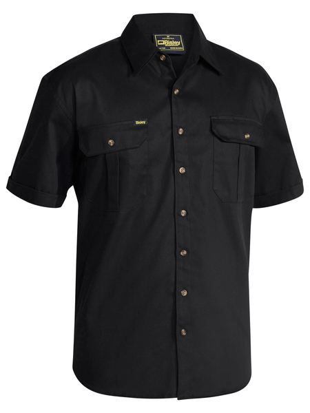 COTTON DRILL SHIRT - | Short Sleeve |  Look Good  | Hard Wearing