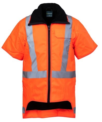 TUFFLEX HI VIS SHORT SLEEVE VESTR- Exceptional Quality Fabric, Waterproof, Windproof, Fleece Lined for High Level Comfort