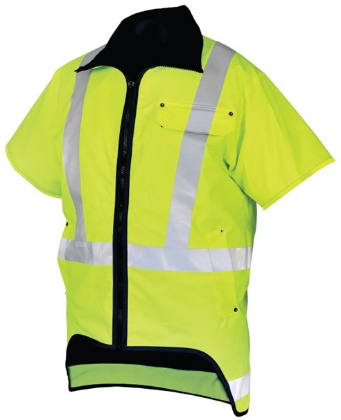 TUFFLEX HI VIS SHORT SLEEVE VESTR- Exceptional Quality Fabric, Waterproof, Windproof, Fleece Lined for High Level Comfort