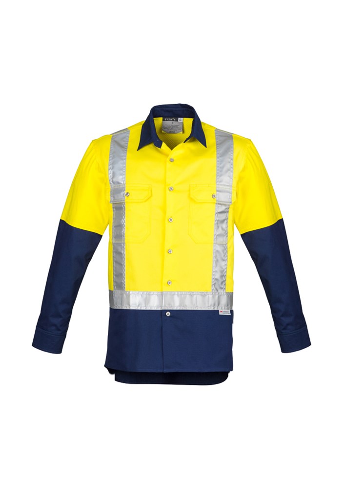 MENS INDUSTRIAL L/S COTTON DRILL WORKSHIRT - SHOULDER TAPED