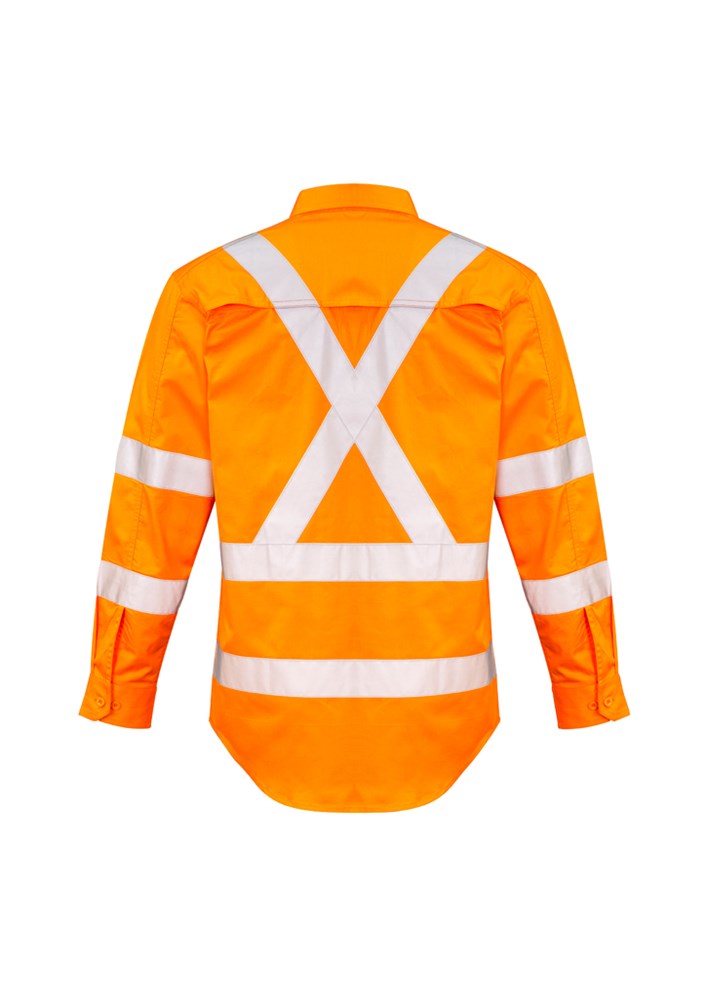 SZ MENS HI VIS X BACK TAPED COTTON LONGSLEEVE SHIRT