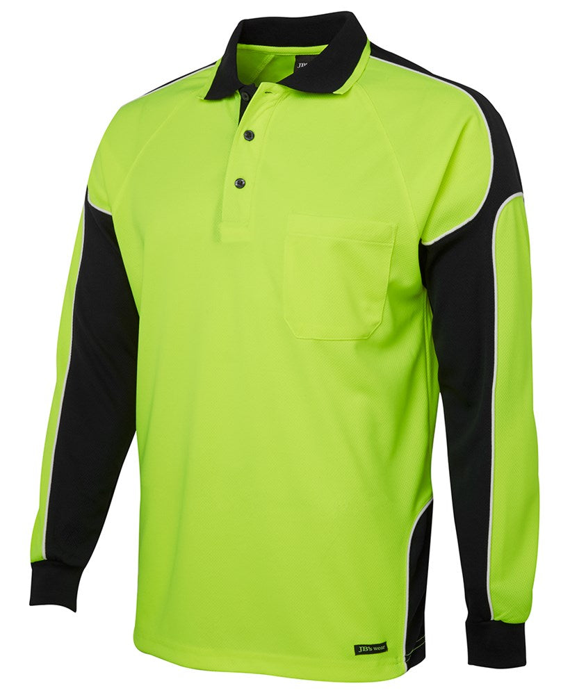 HI VIS POLO SHIRT SOLID COLOUR WITH ARM & SIDE PANEL - Day Use, Long Sleeve