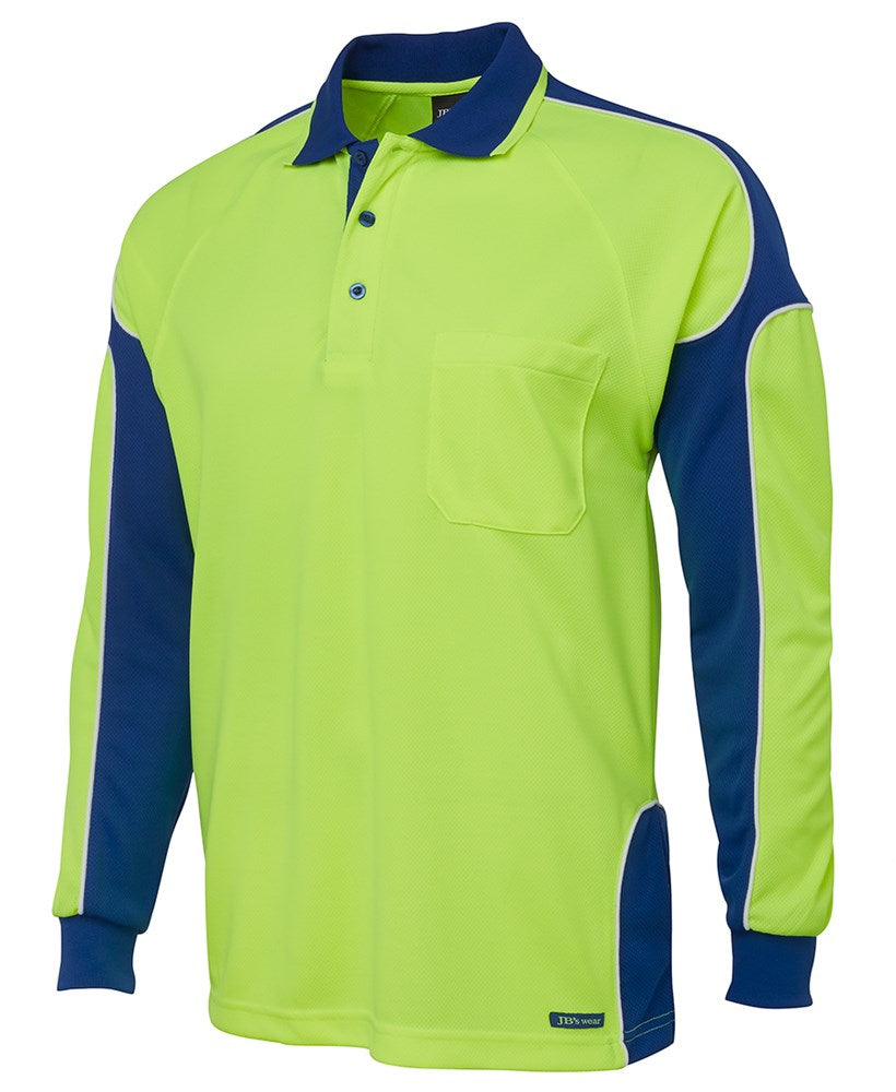 HI VIS POLO SHIRT SOLID COLOUR WITH ARM & SIDE PANEL - Day Use, Long Sleeve