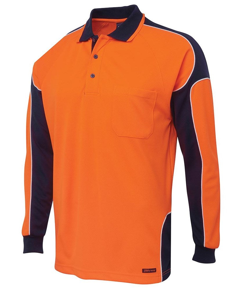 HI VIS POLO SHIRT SOLID COLOUR WITH ARM & SIDE PANEL - Day Use, Long Sleeve