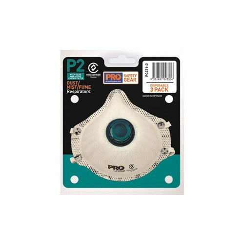 P2 DUST MASK WITH VALVE AND CARBON FILTER,  Protects Against Organic Vapours and Mechanically and Thermally Generated Particles