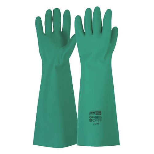 PREMIUM GRADE NITRILE CHEMICAL SAFETY GLOVES,Extra Thick, Extra Long Cuff for Extra Protection, Abrasion and Chemical Resistance,