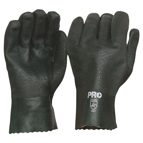 DOUBLE DIPPED PVC GLOVES. 27cm, Great Grip, Lined for Comfort and Sweat Absorption