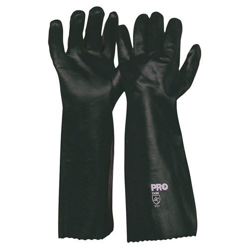 DOUBLEDIPPED PVC SAFETY GLOVES, 45cm, Forearm Protection,Great Grip, Lined for Comfort and Sweat Absorption