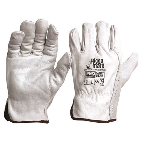 LEATHER RIGGERS GLOVES - NATURAL COW GRAIN