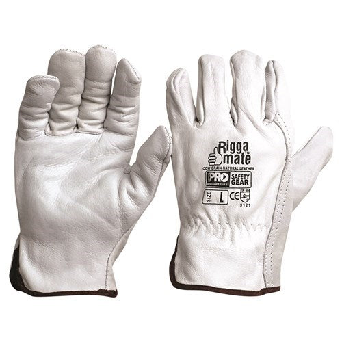 LEATHER RIGGERS GLOVES - NATURAL COW GRAIN