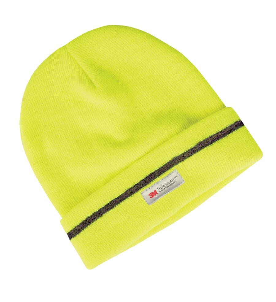 BEANIE - HI VIS - Double Layer , with Reflective Strip - " Be Seen - Be Safe"