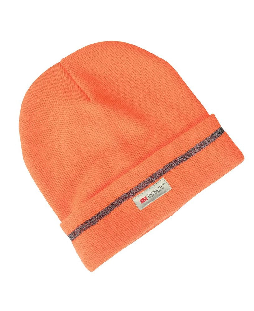 BEANIE - HI VIS - Double Layer , with Reflective Strip - " Be Seen - Be Safe"