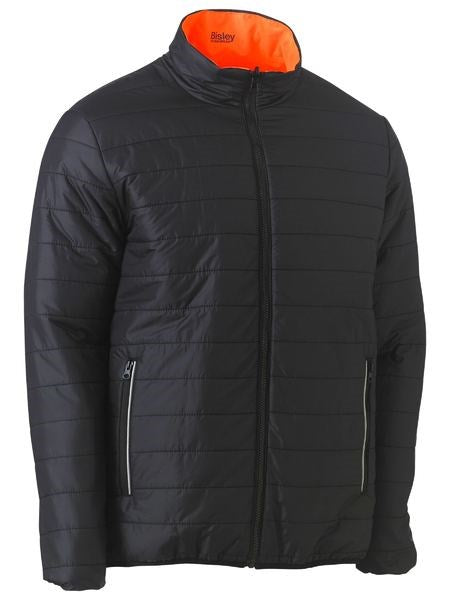 BISLEY PUFFER JACKET HI VIS REVERSIBLE AND WATERPROOF