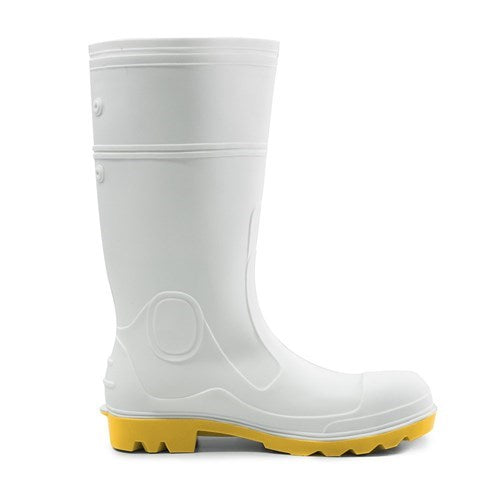 WHITE PVC SAFETY GUMBOOTS - FOOD GRADE , Nitrile