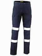 BISLEY STRETCH DRILL WORK PANTS , Reflective Tape |  Cotton