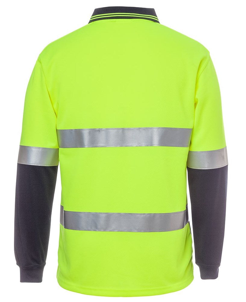 HI VIS POLO SHIRT -BODY & ARM  DUST BAND - Day/Night Use, Traditional Reflective Tape, Long Sleeve
