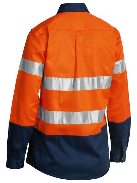 WOMENS DRILL HI VIS WORK SHIRT - Reflective Tape | Cotton