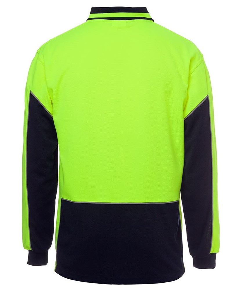 HI VIS POLO SHIRT BODY DUST BAND & ARM PANEL - -Day Use, Long Sleeve
